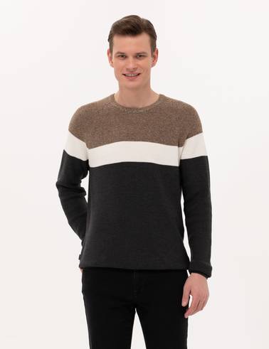 Kahverengi Slim Fit Triko Kazak