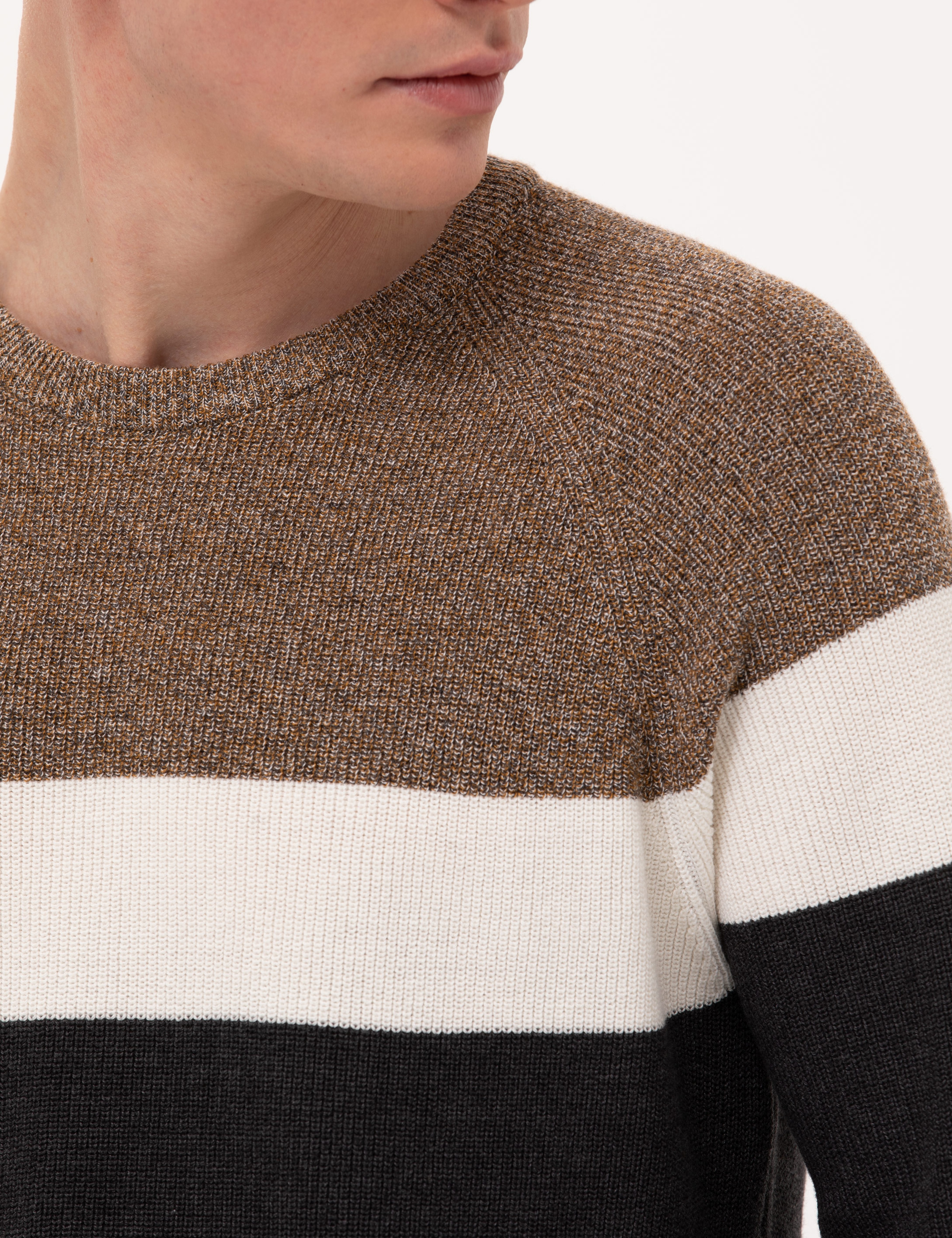 Kahverengi Slim Fit Bisiklet Yaka Triko Kazak