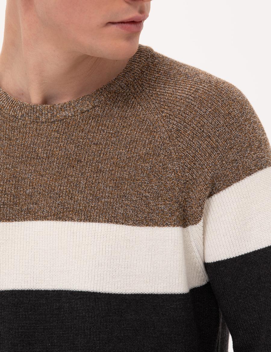 Kahverengi Slim Fit Triko Kazak