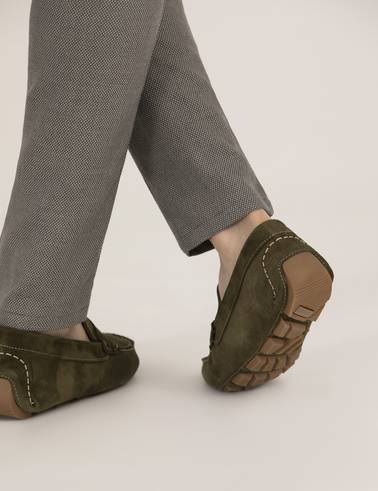 Haki %100 Deri Loafer Ayakkabı