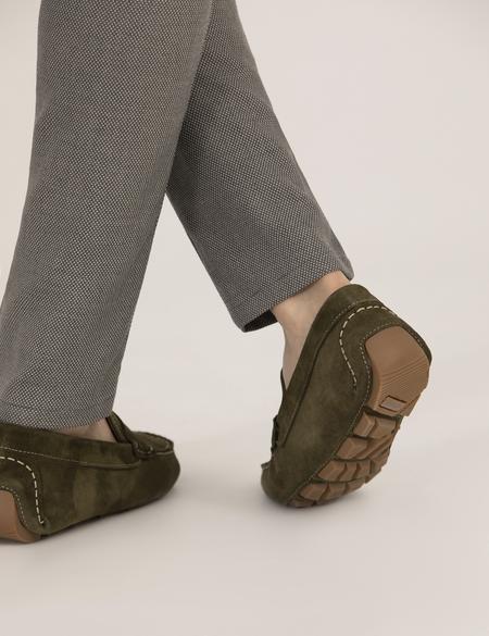 Haki %100 Deri Loafer Ayakkabı - 50267874045