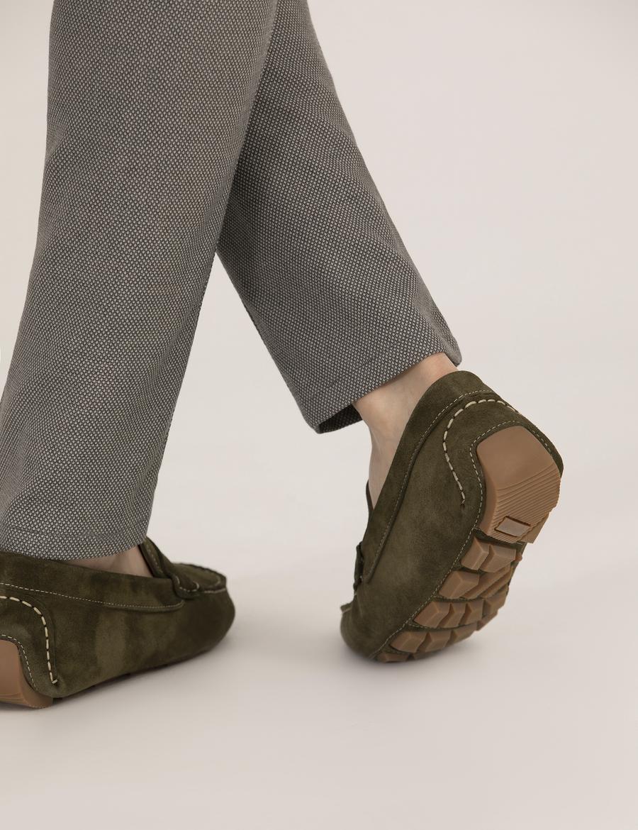 Haki %100 Deri Loafer Ayakkabı