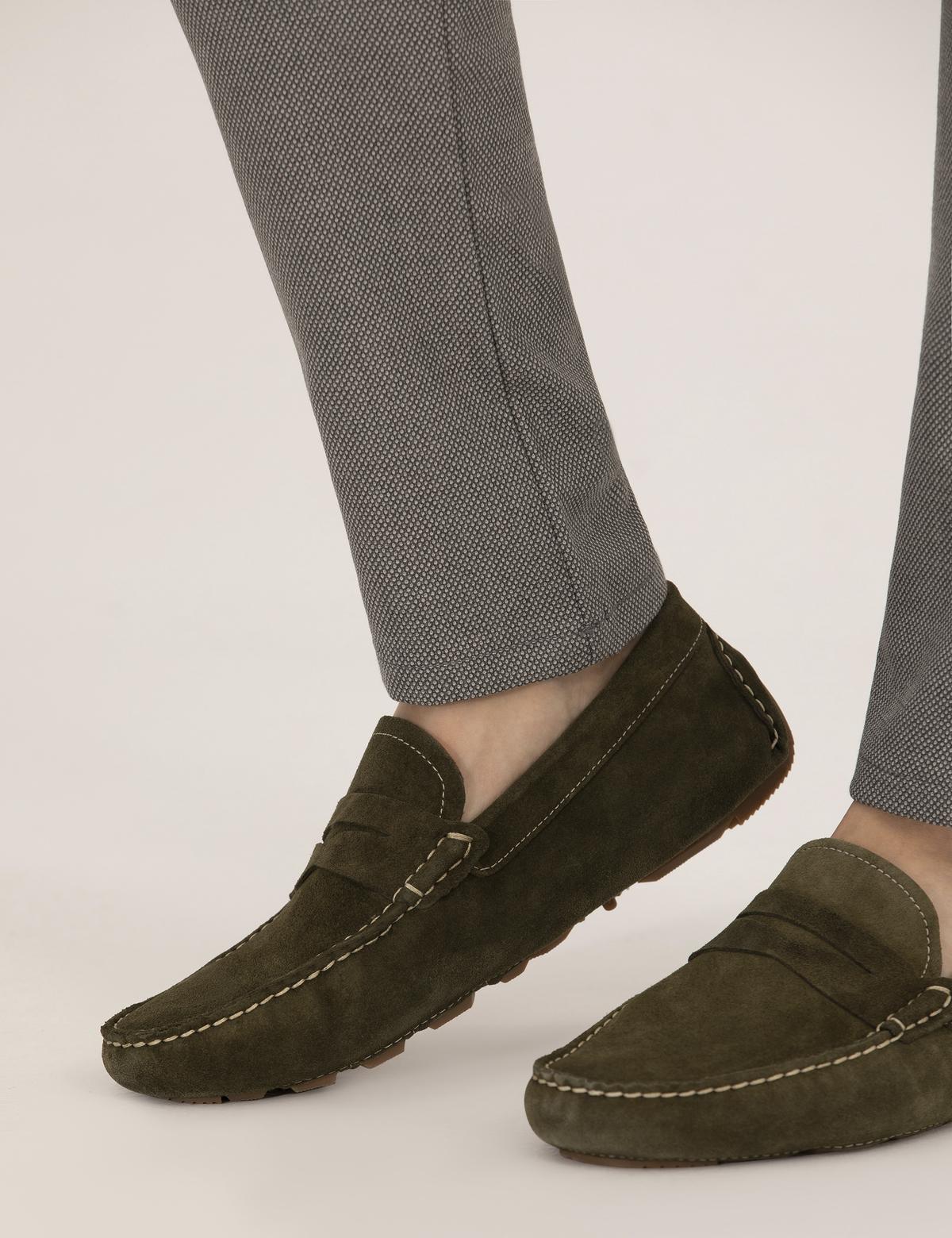 Haki %100 Deri Loafer Ayakkabı - 50267874045