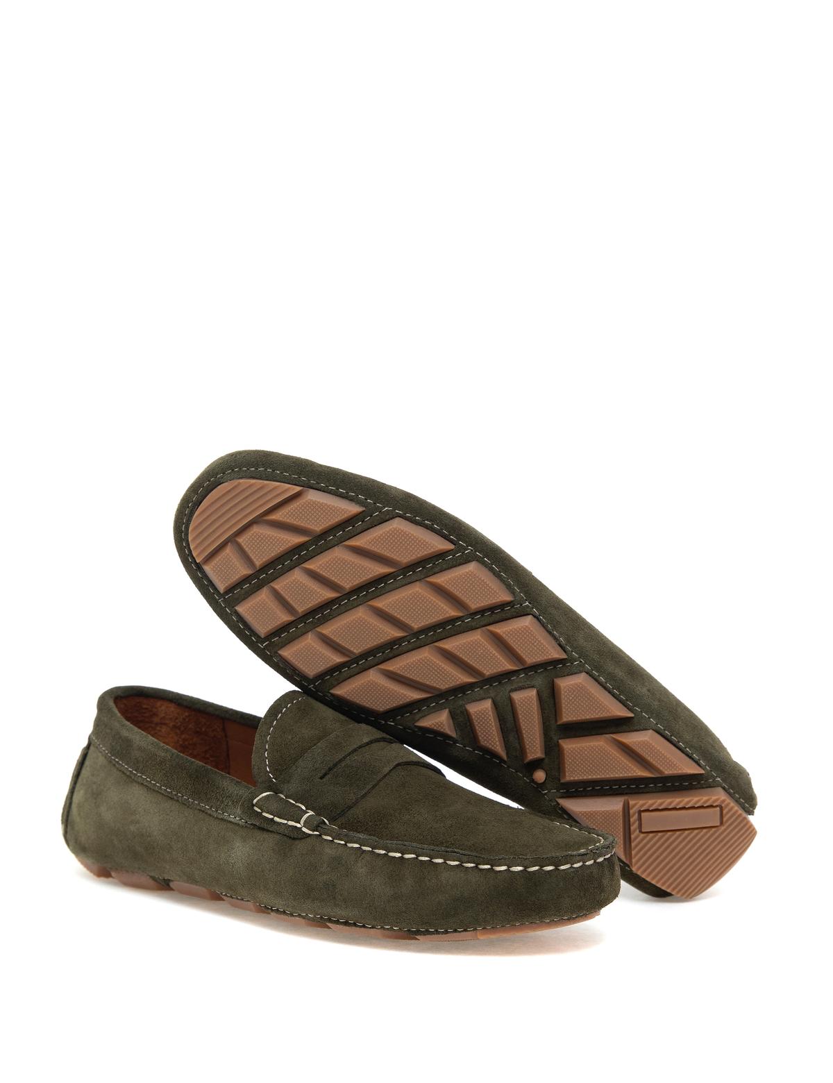 Haki %100 Deri Loafer Ayakkabı - 50267874045