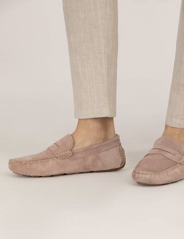 Pudra %100 Deri Loafer Ayakkabı