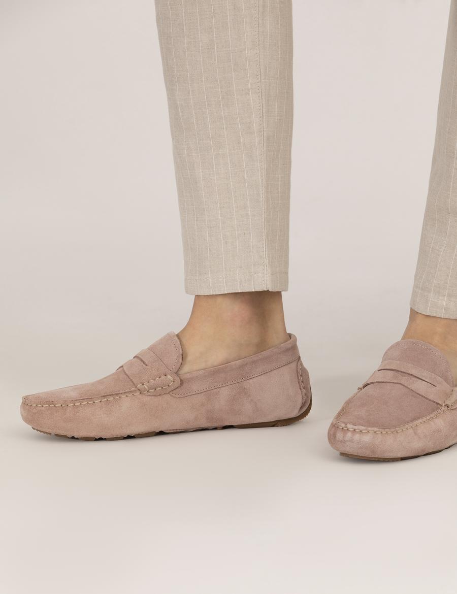 Pudra %100 Deri Loafer Ayakkabı