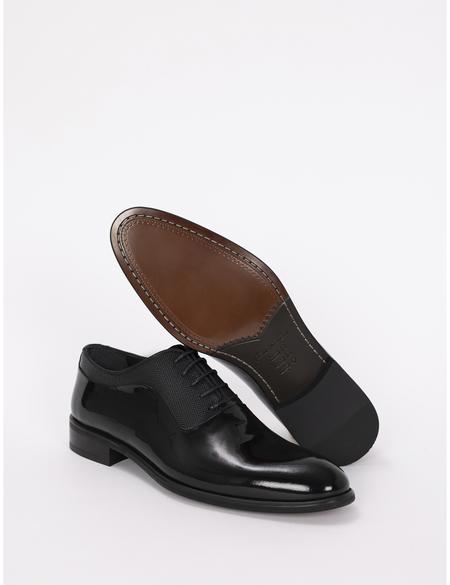 Siyah %100 Deri Damatlık Rugan Klasik Ayakkabı - 50269080002