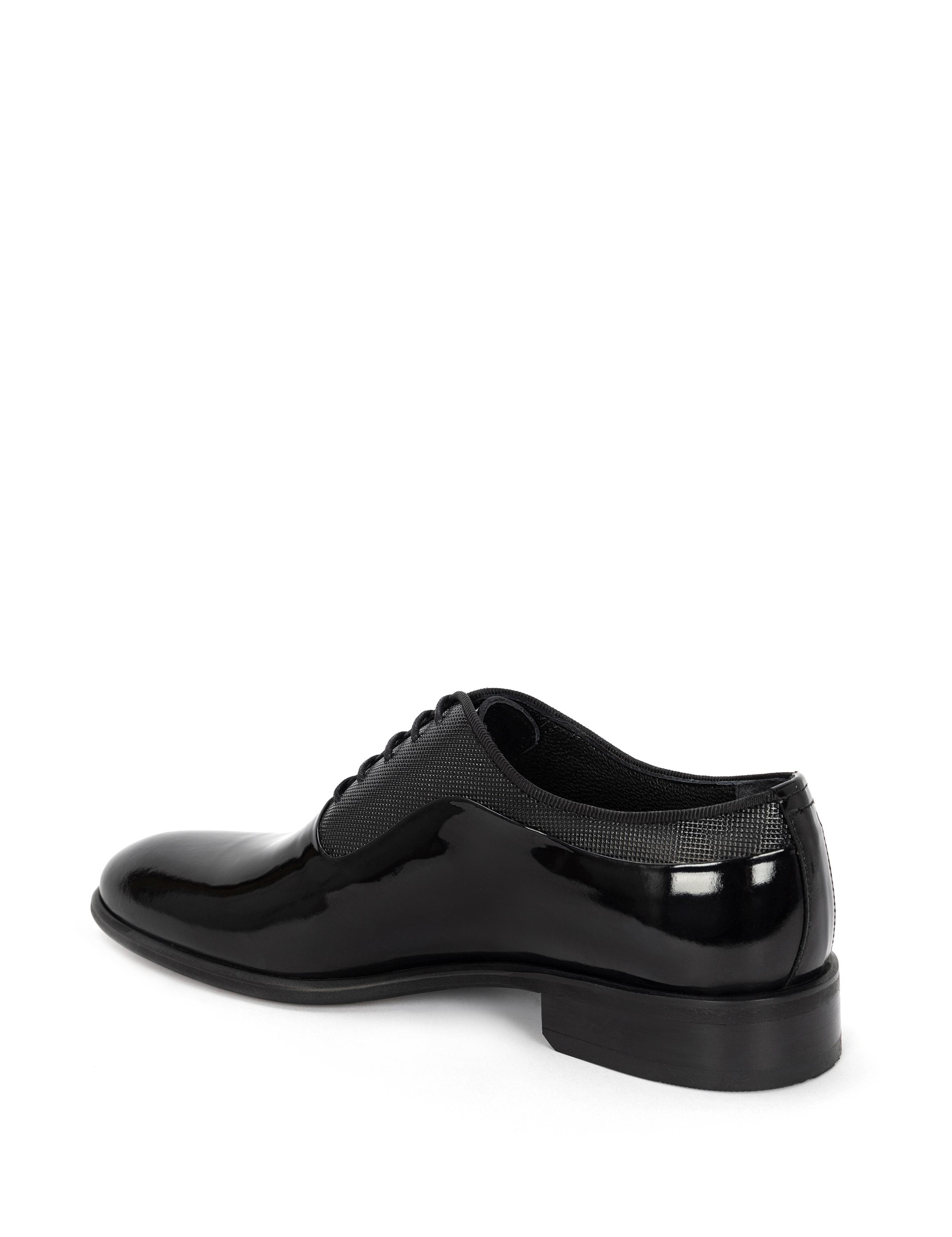 Siyah %100 Deri Damatlık Rugan Klasik Ayakkabı