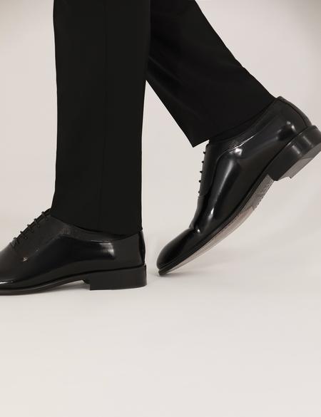 Siyah %100 Deri Damatlık Rugan Klasik Ayakkabı - 50269080002