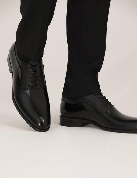 Siyah %100 Deri Damatlık Rugan Klasik Ayakkabı - 50269080002