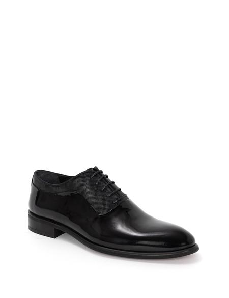 Siyah %100 Deri Damatlık Rugan Klasik Ayakkabı - 50269080002