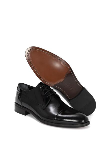 Siyah %100 Deri Damatlık Rugan Klasik Ayakkabı - 50269081001