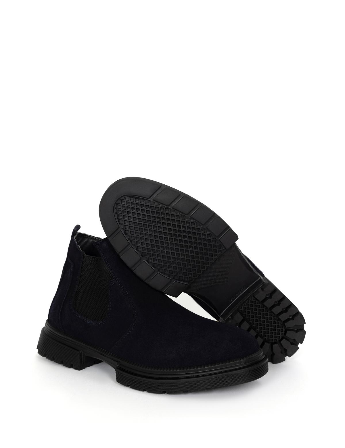 Lacivert %100 Deri Bot - 50276713011