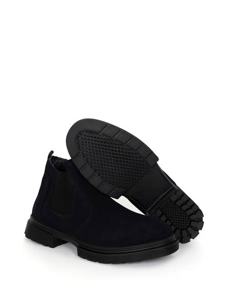 Lacivert %100 Deri Bot - 50276713011