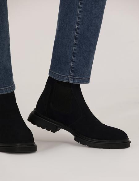 Lacivert %100 Deri Bot - 50276713011