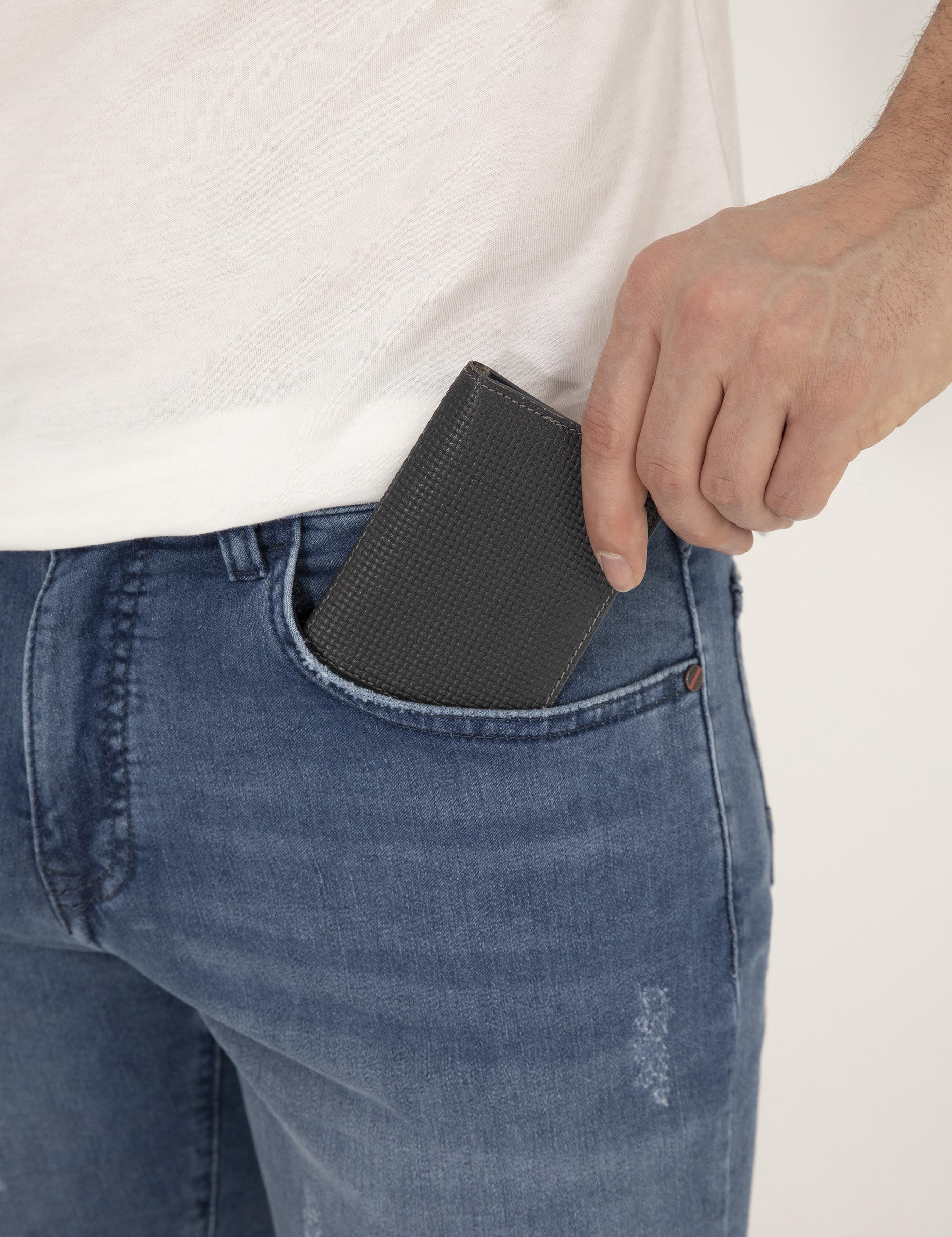 Erkek Gri Deri Kartlık