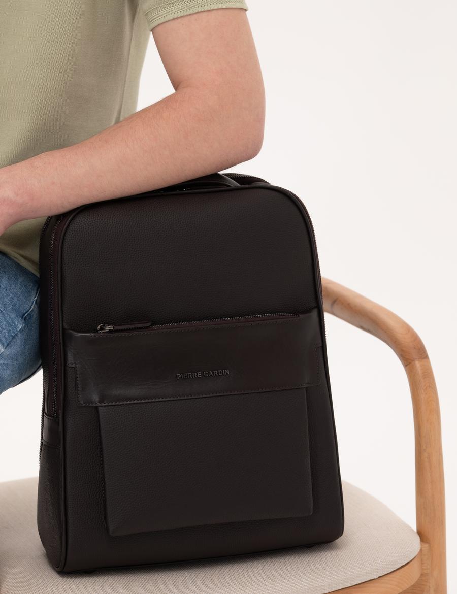 Erkek Kahverengi Deri Sırt Çantası