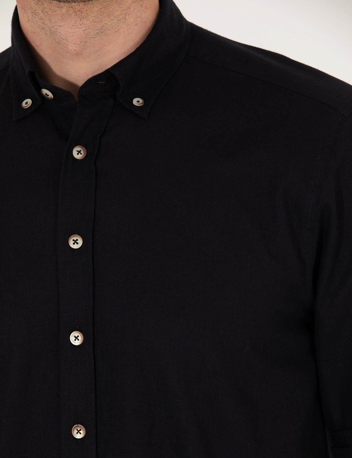 Siyah Regular Fit Uzun Kollu Gömlek - 50265119158