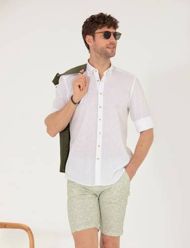 Beyaz Regular Fit Uzun Kollu Gömlek