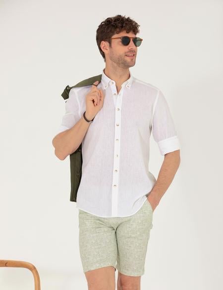 Beyaz Regular Fit Uzun Kollu Gömlek - 50265119138