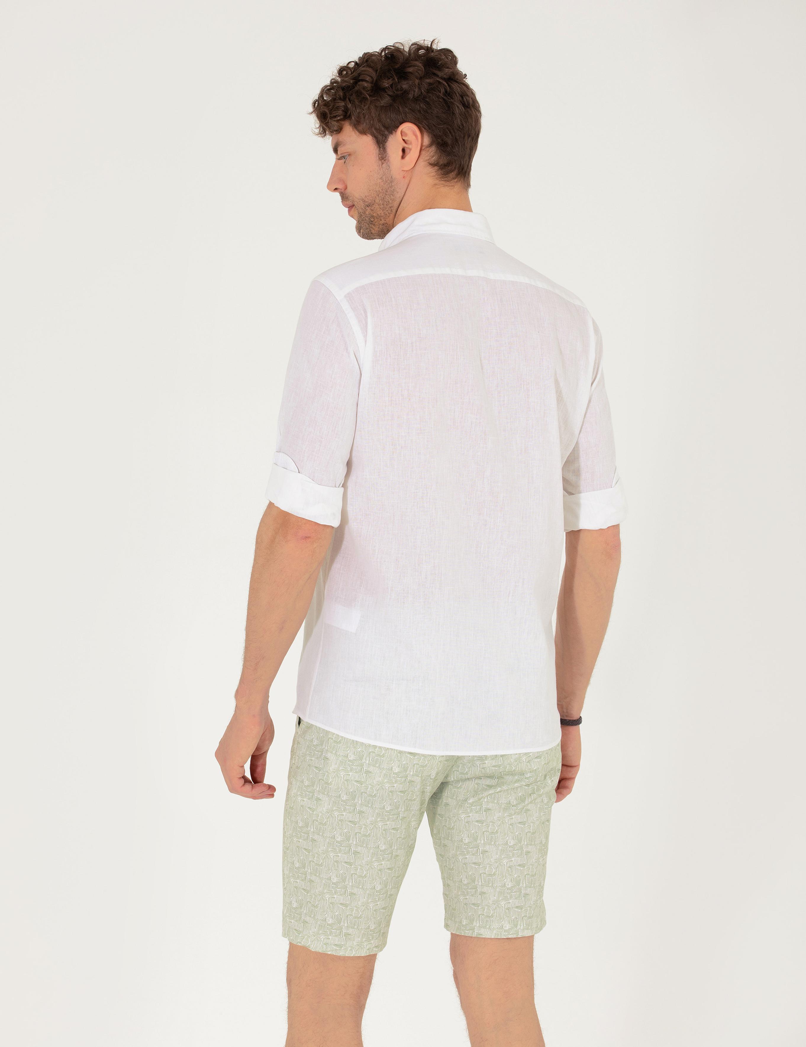 Beyaz Regular Fit Uzun Kollu Gömlek