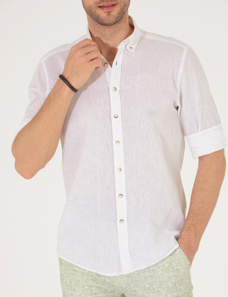 Beyaz Regular Fit Uzun Kollu Gömlek - 50265119138