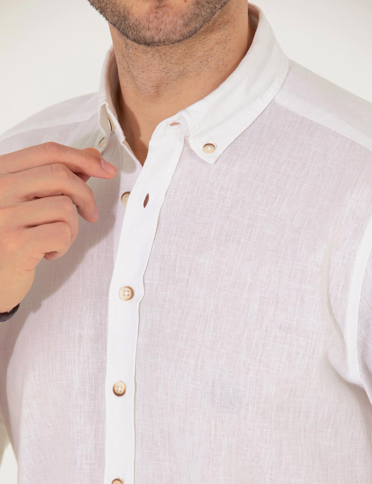 Beyaz Regular Fit Uzun Kollu Gömlek - 50265119138