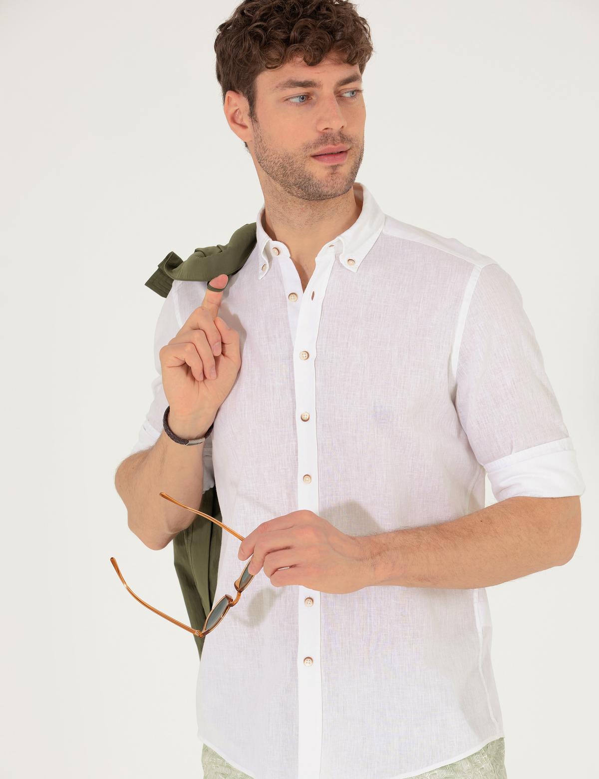 Beyaz Regular Fit Uzun Kollu Gömlek - 50265119138