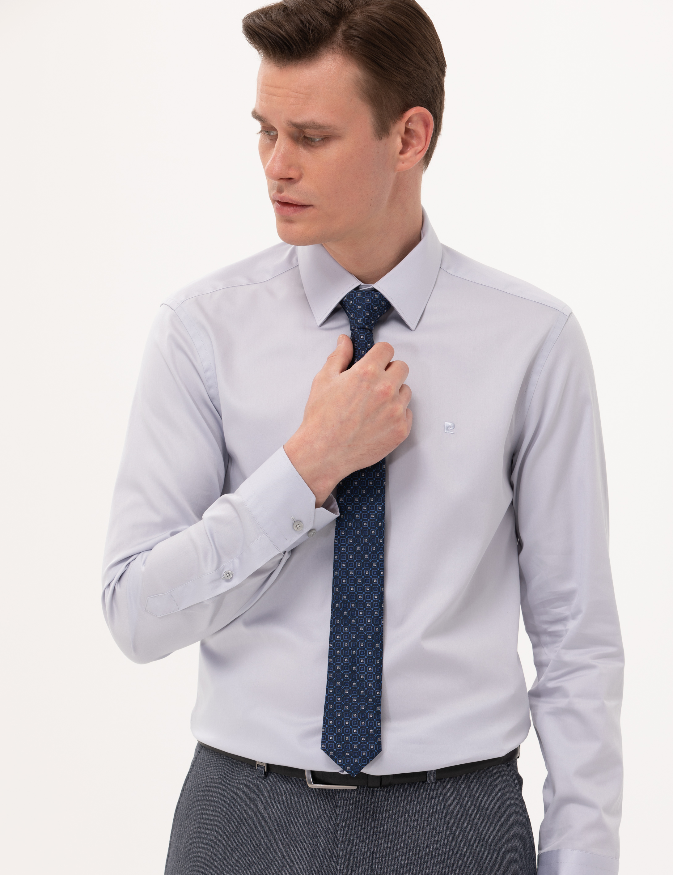 Pierre Cardin Gri Slim Fit Uzun Kollu Klasik Gömlek görsel 3
