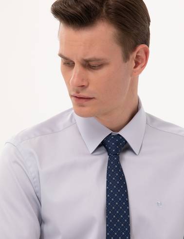 Gri Slim Fit Uzun Kollu Klasik Gömlek