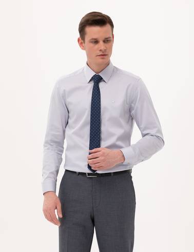 Gri Slim Fit Uzun Kollu Klasik Gömlek