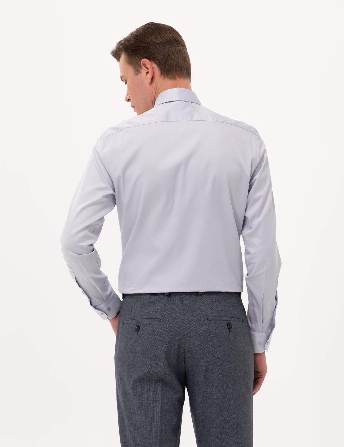 Gri Slim Fit Uzun Kollu Klasik Gömlek - 50268201051