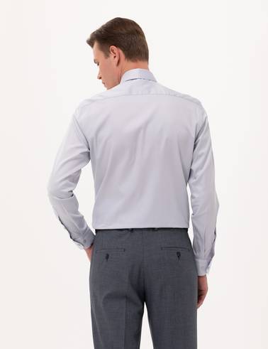 Gri Slim Fit Uzun Kollu Klasik Gömlek