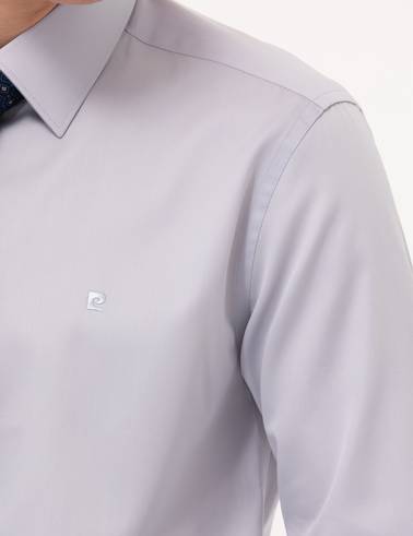 Gri Slim Fit Uzun Kollu Klasik Gömlek