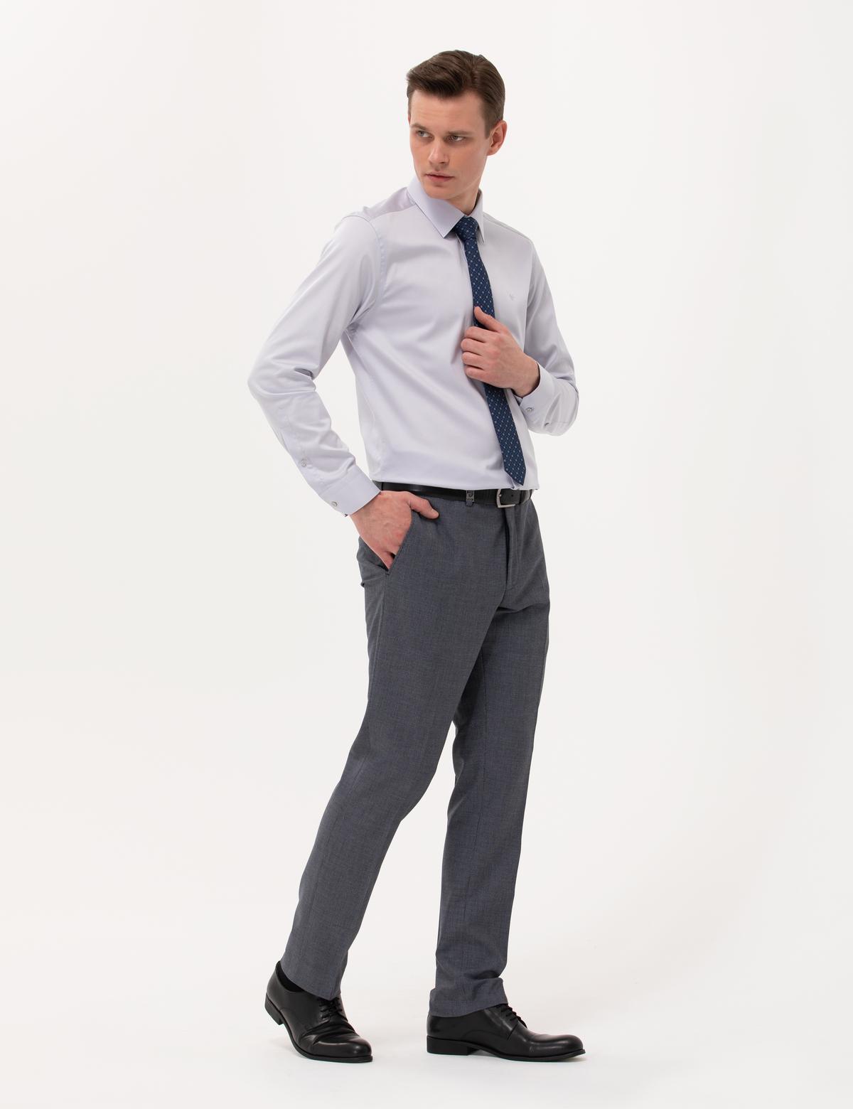 Gri Slim Fit Uzun Kollu Klasik Gömlek - 50268201051