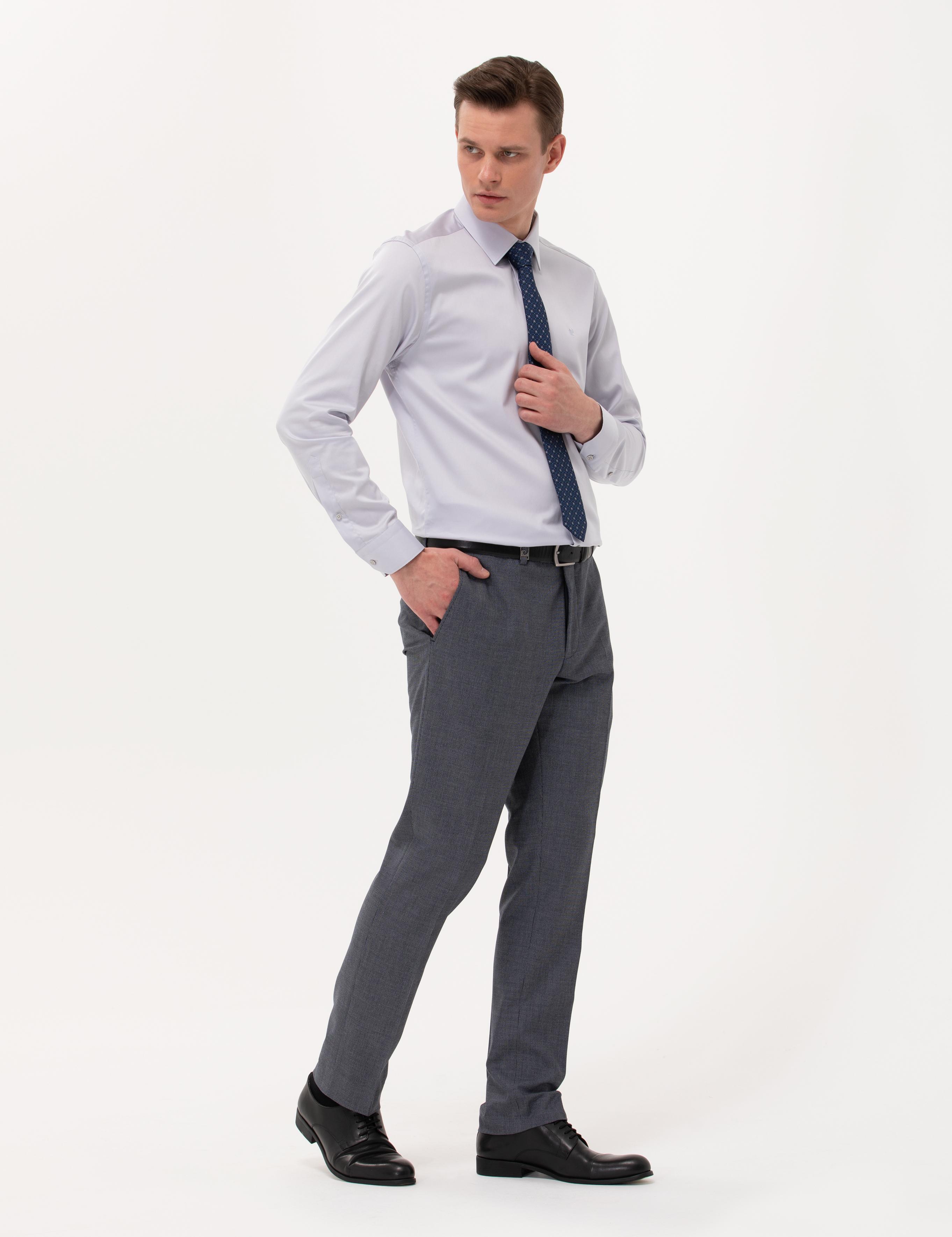 Gri Slim Fit Uzun Kollu Klasik Gömlek