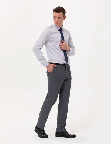 Gri Slim Fit Uzun Kollu Klasik Gömlek