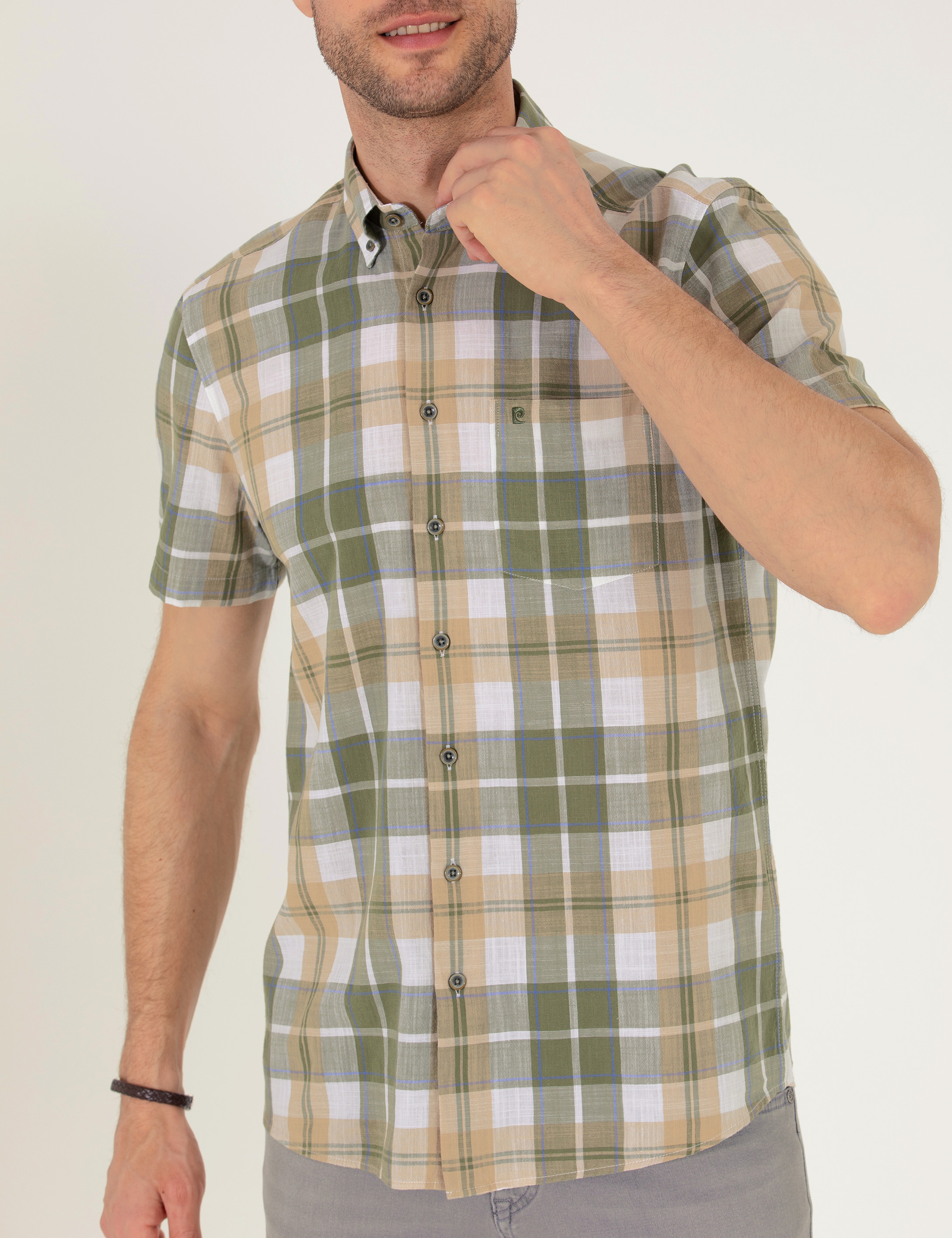 Haki Regular Fit Kısa Kollu Gömlek - Image 6