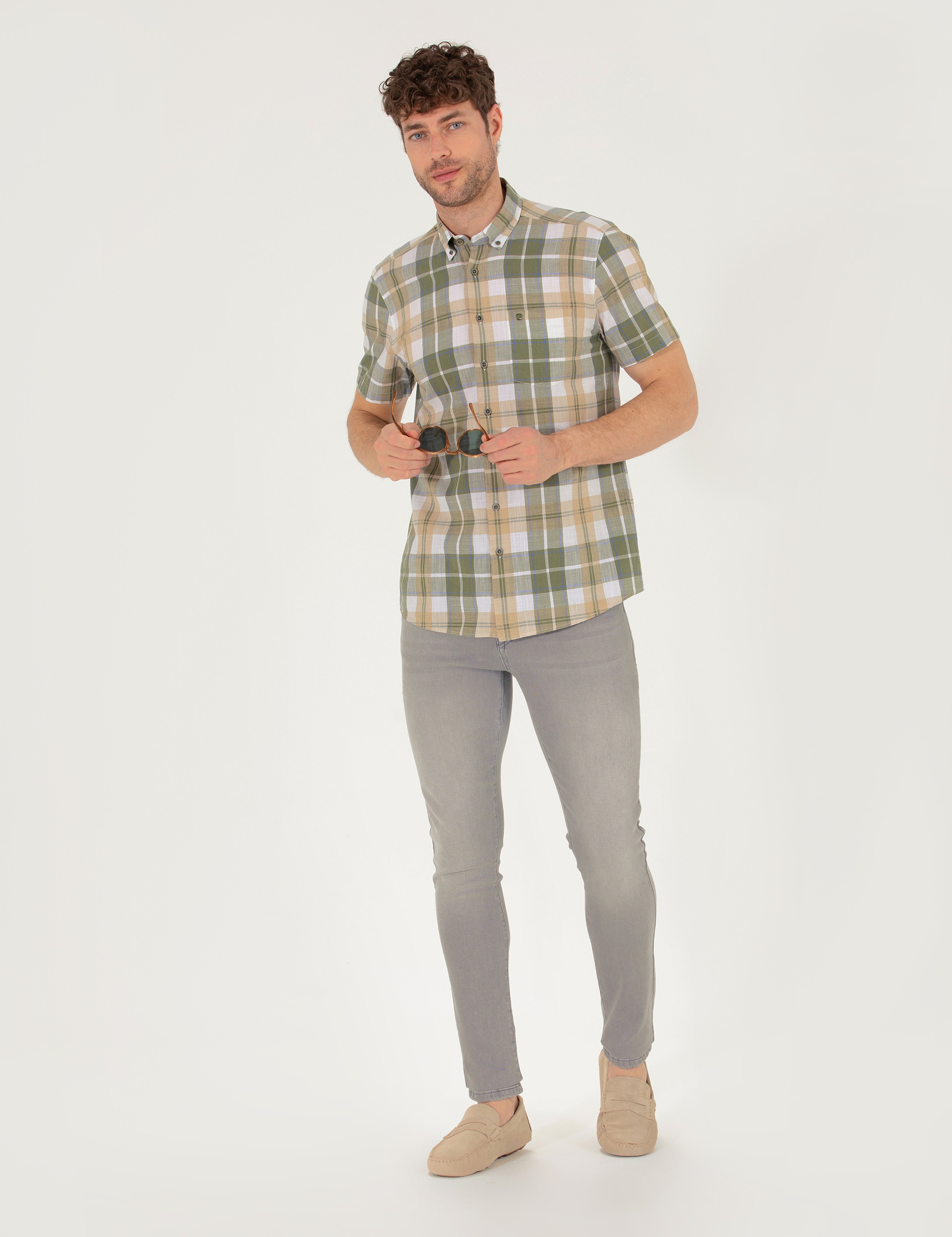 Haki Regular Fit Kısa Kollu Gömlek - Image 4