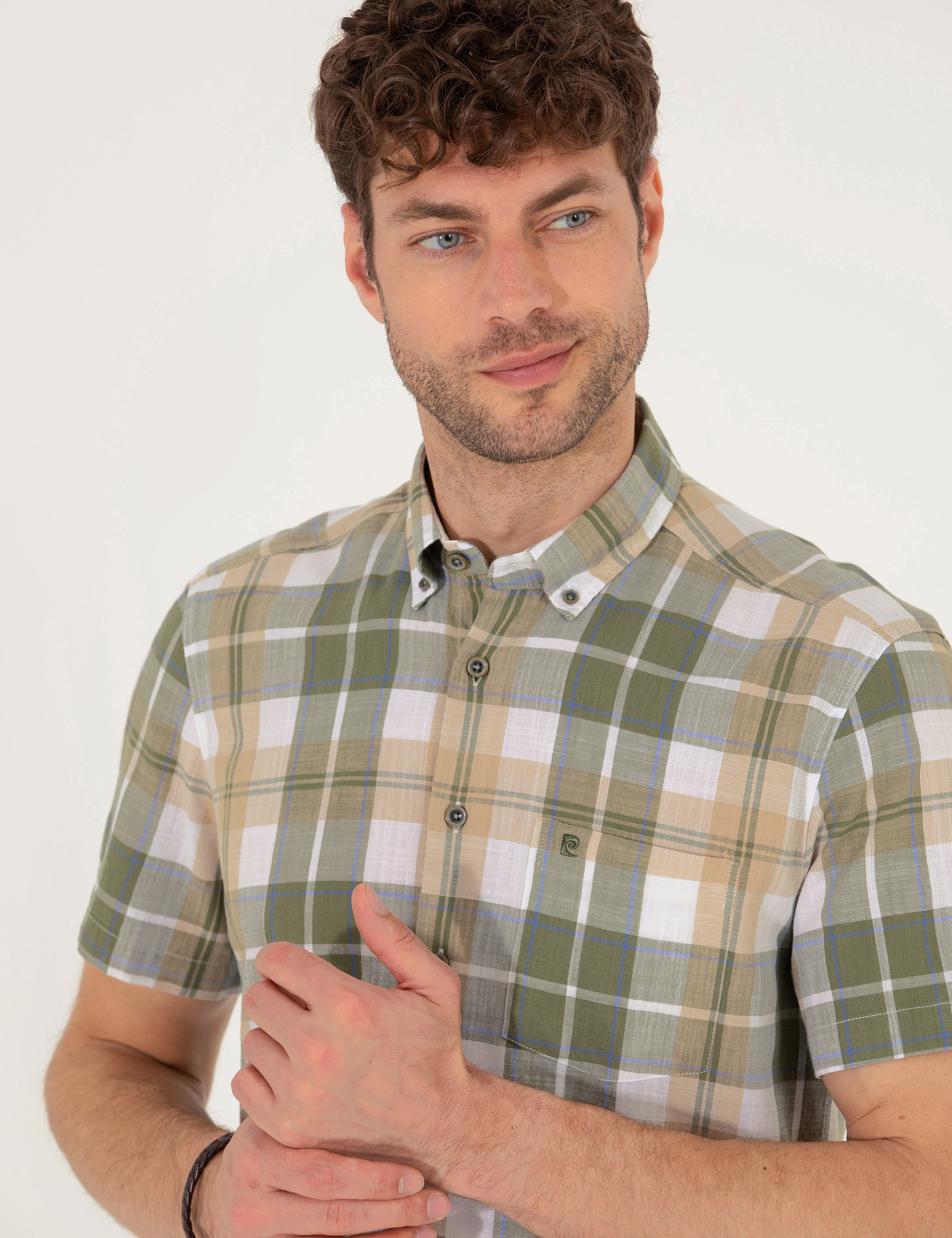 Haki Regular Fit Kısa Kollu Gömlek - Image 3