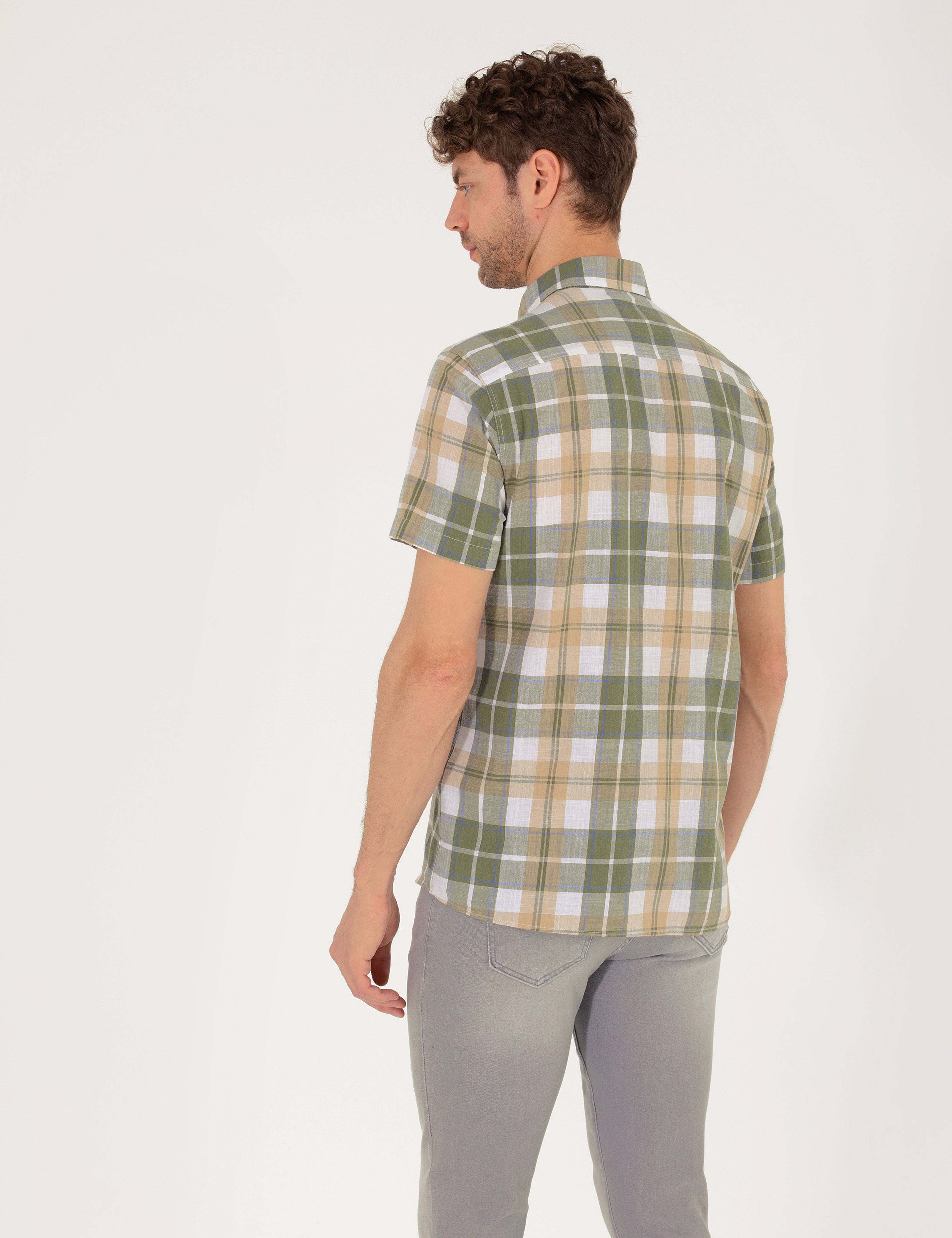 Haki Regular Fit Kısa Kollu Gömlek - Image 5