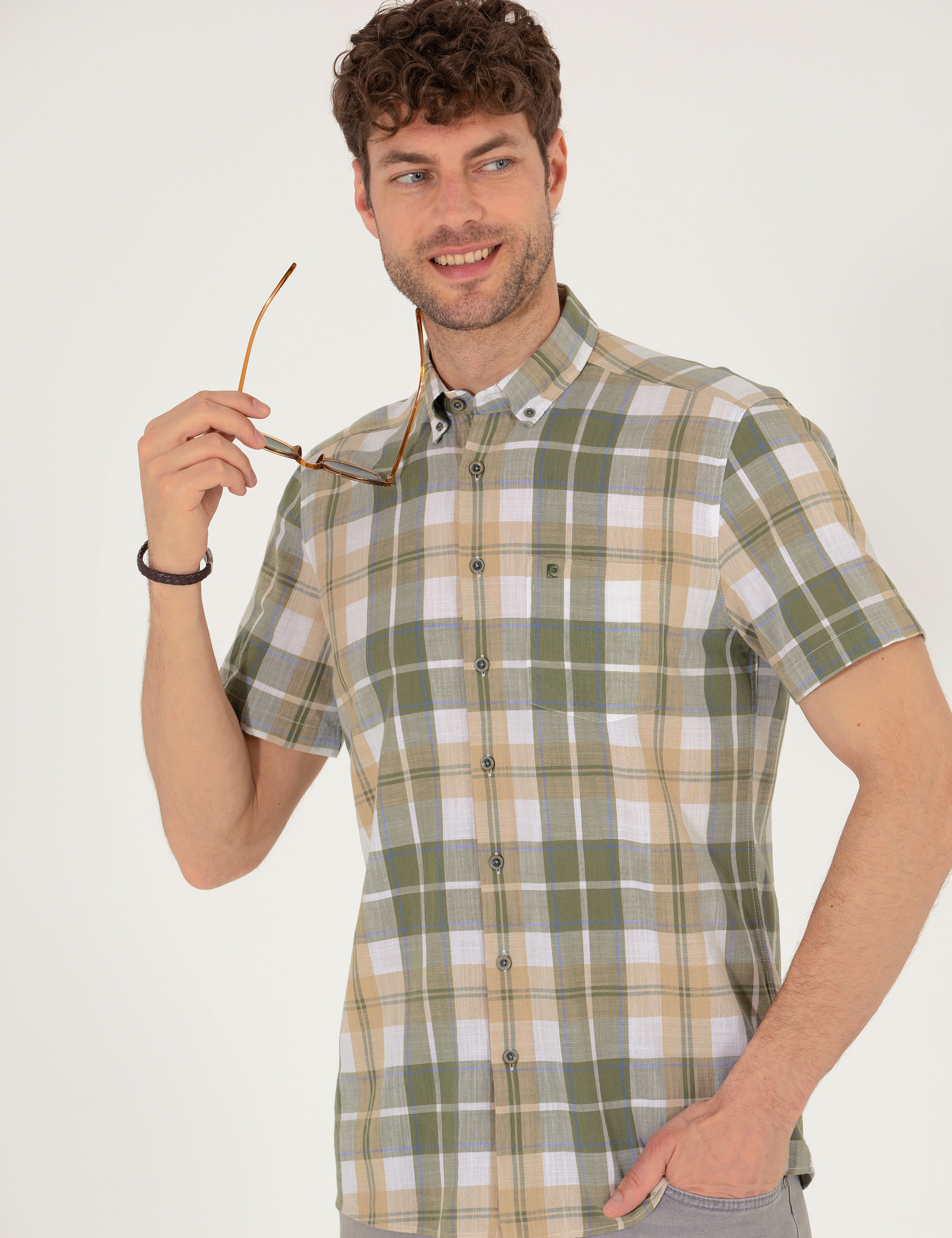 Haki Regular Fit Kısa Kollu Gömlek - Image 2
