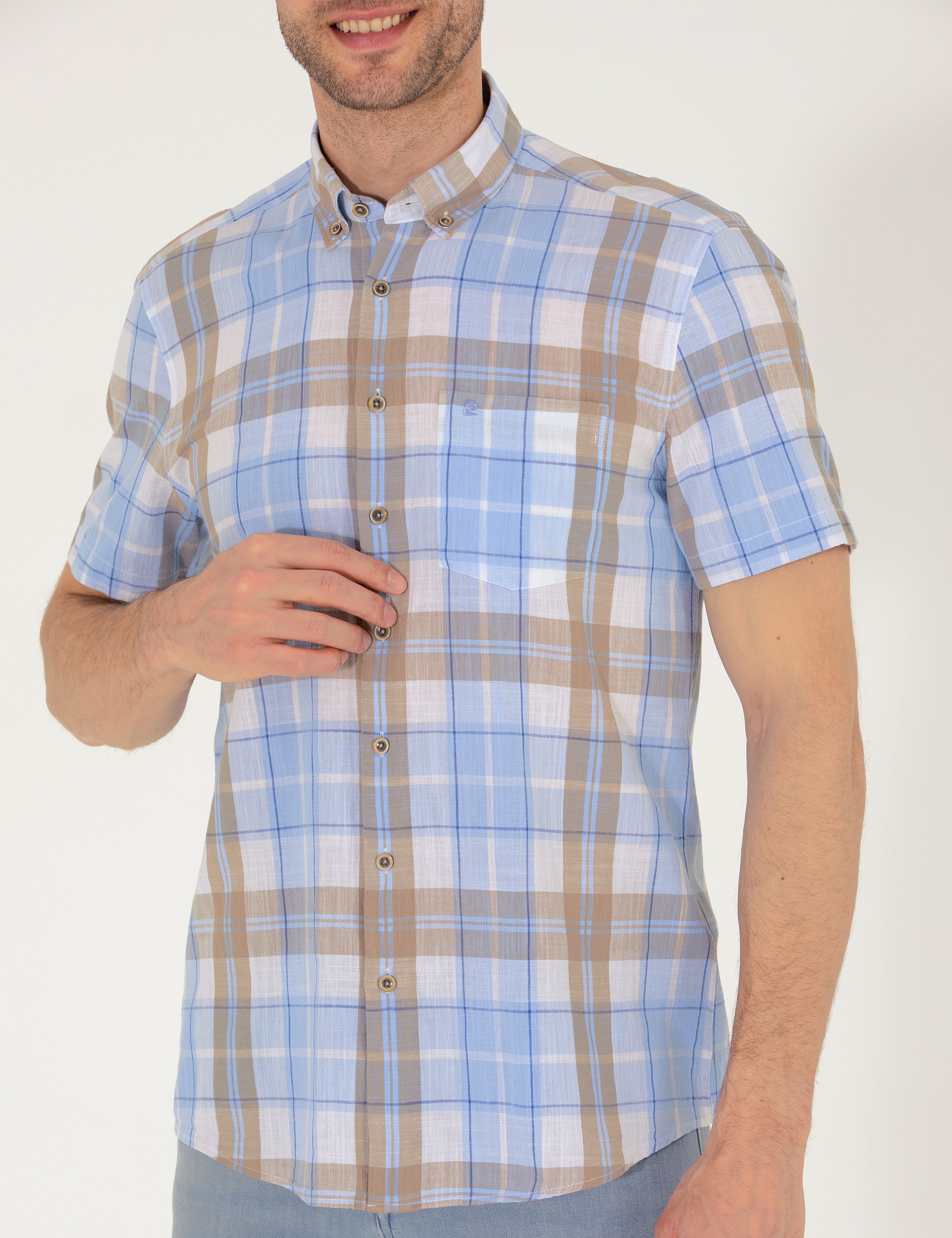 Açık Mavi Regular Fit Kısa Kollu Gömlek - Image 6