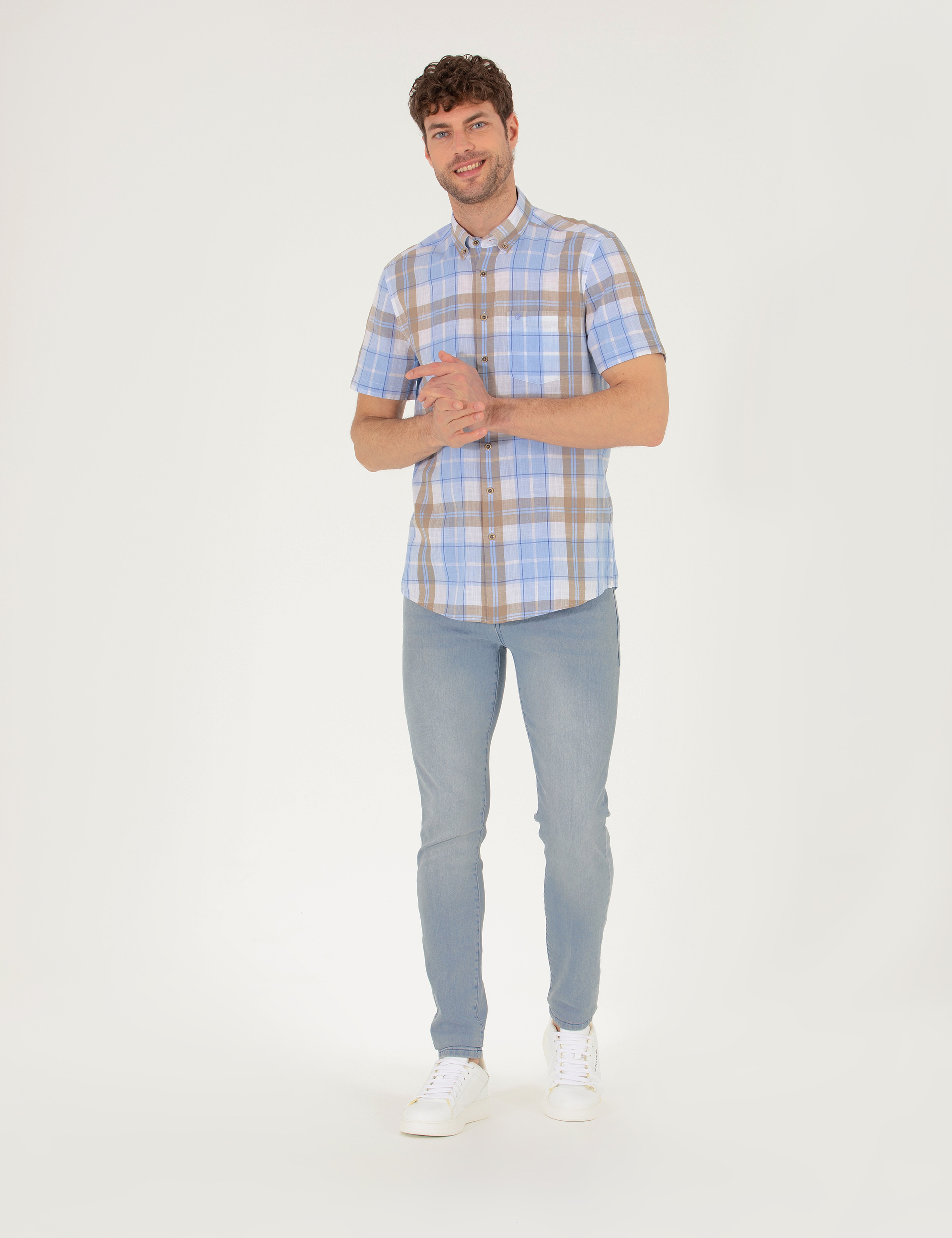 Açık Mavi Regular Fit Kısa Kollu Gömlek - Image 4