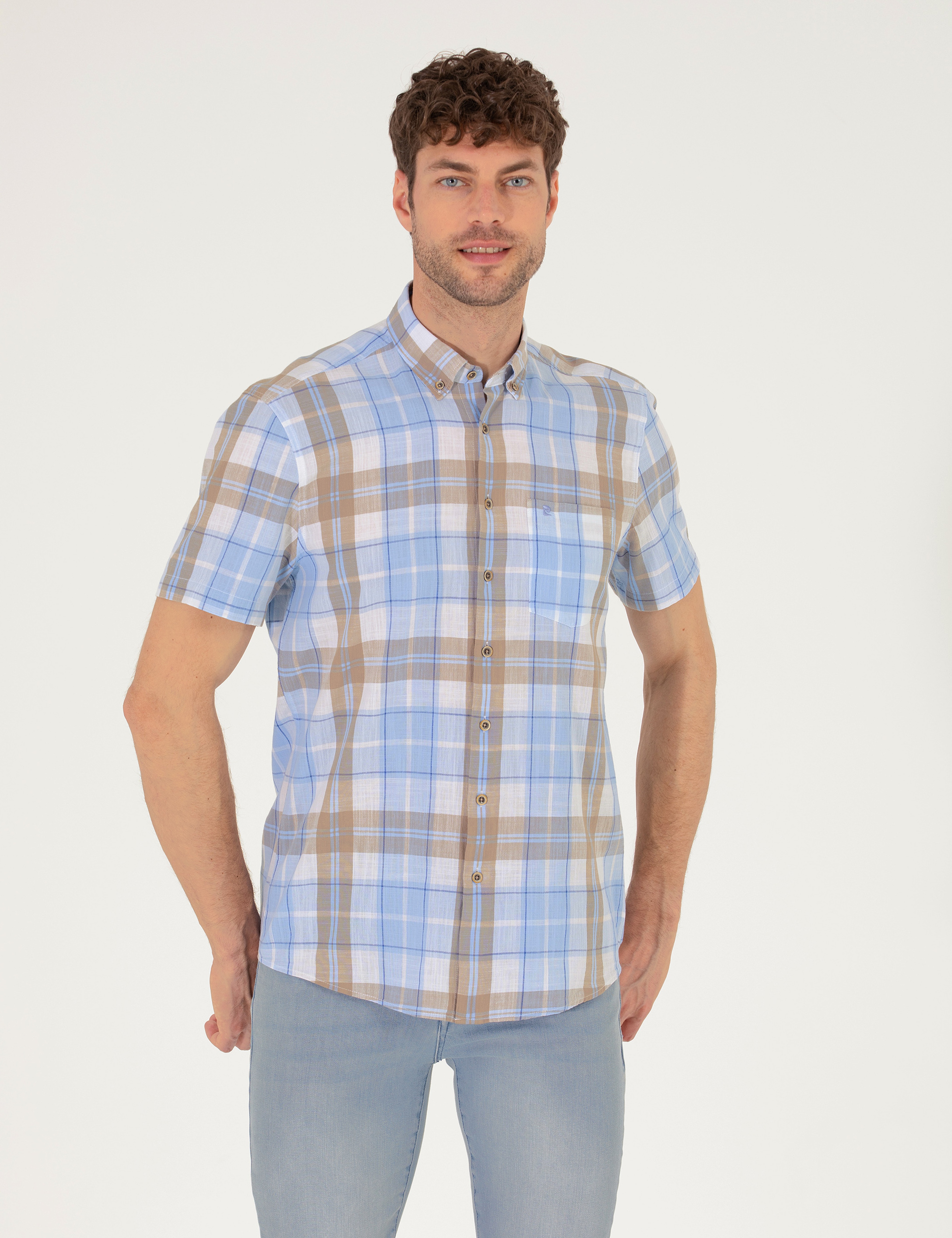 Açık Mavi Regular Fit Kısa Kollu Gömlek