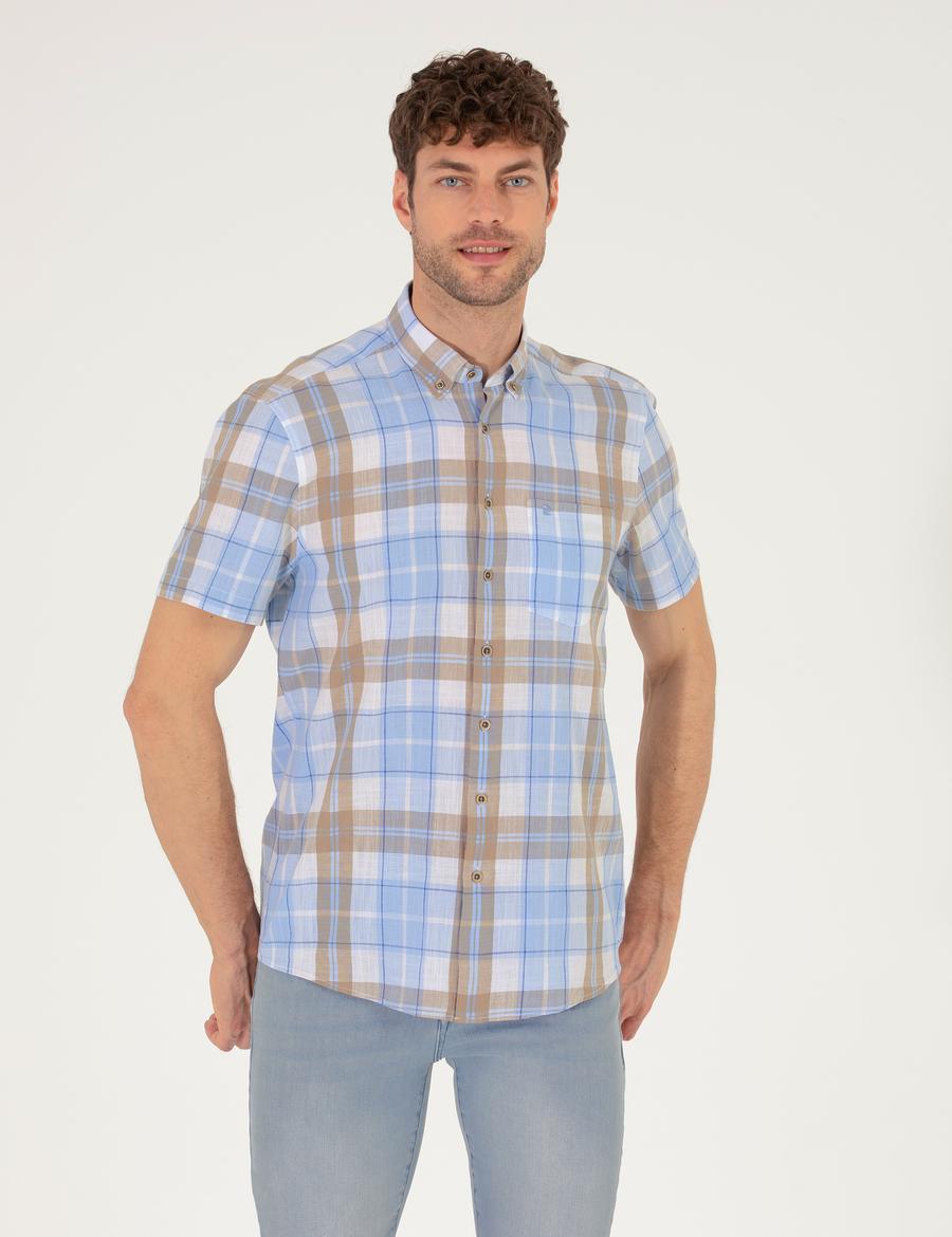 Açık Mavi Regular Fit Kısa Kollu Gömlek