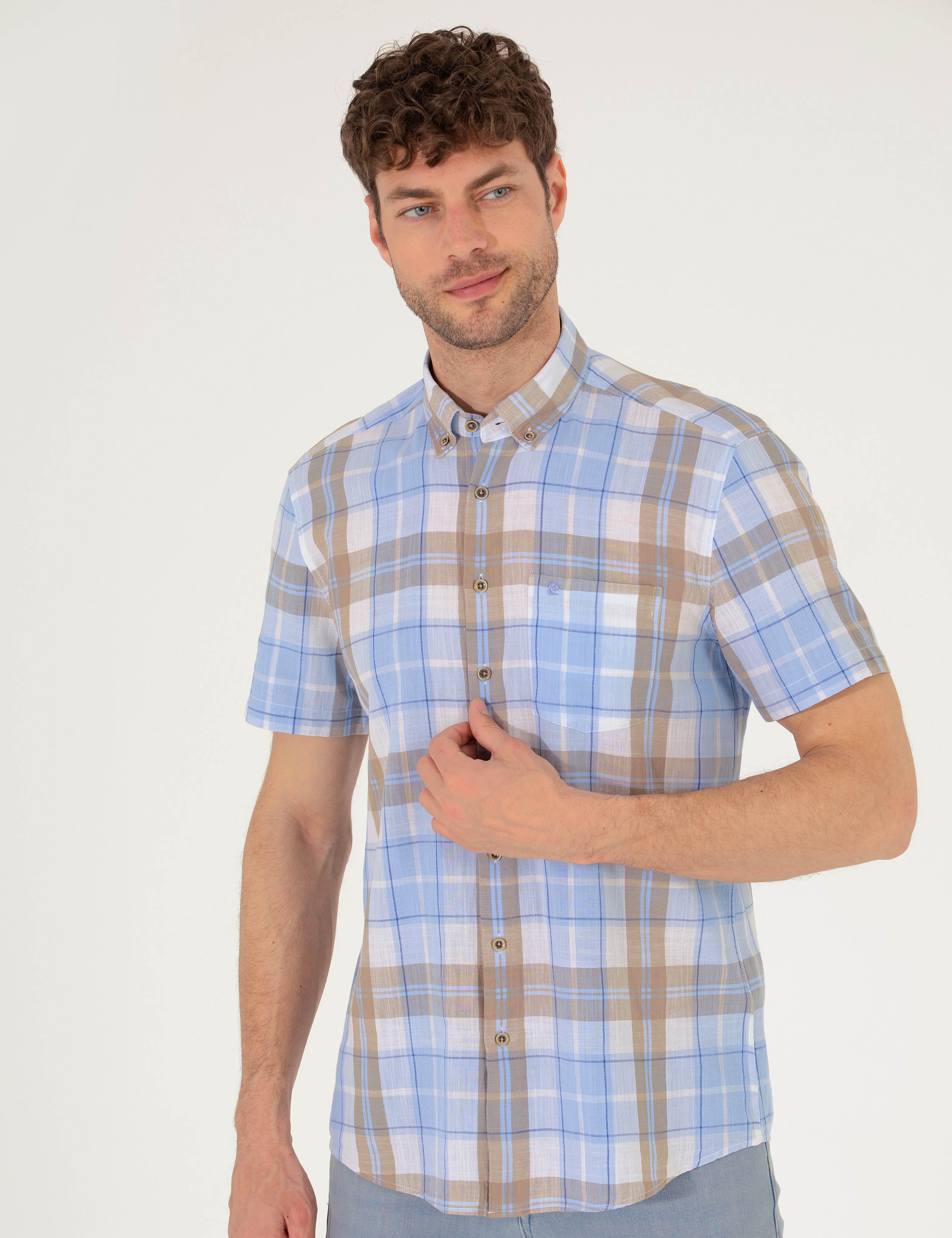 Açık Mavi Regular Fit Kısa Kollu Gömlek - Image 2