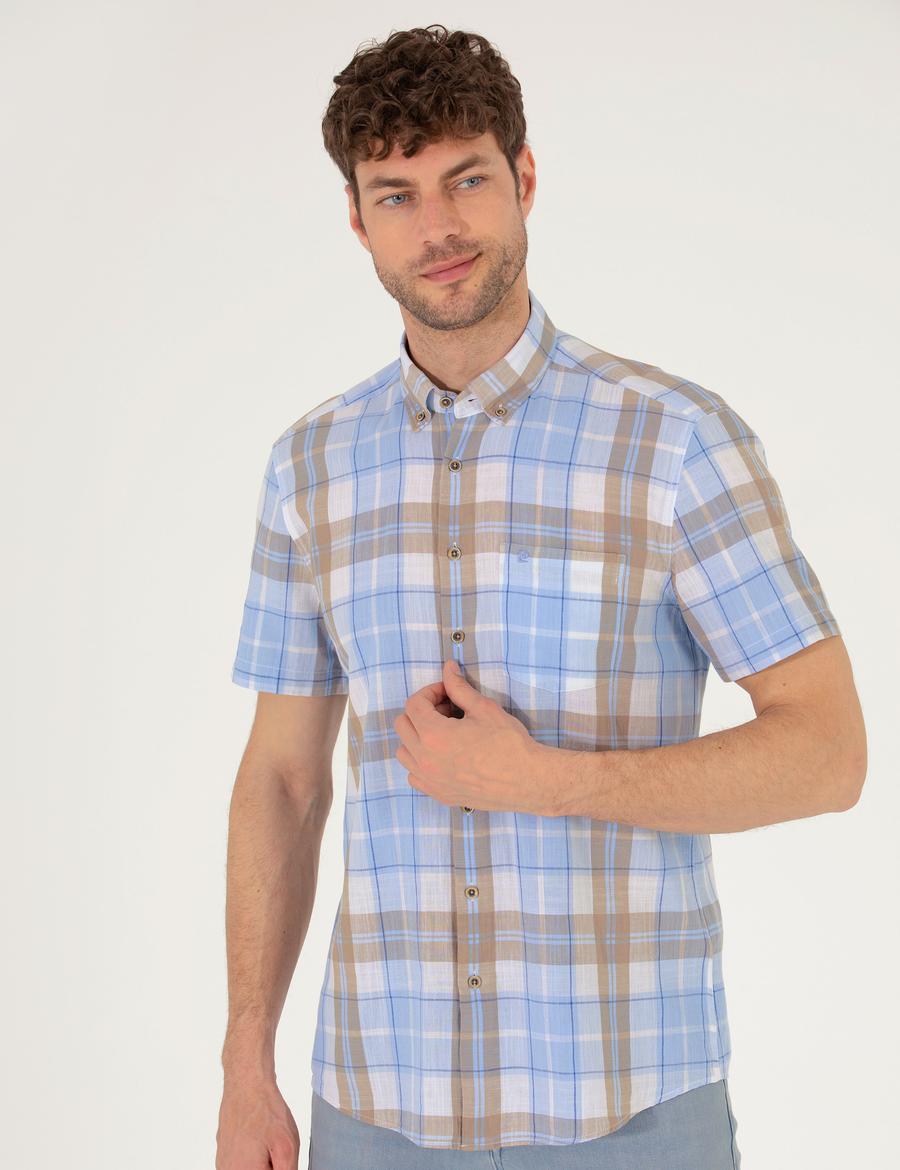 Açık Mavi Regular Fit Kısa Kollu Gömlek