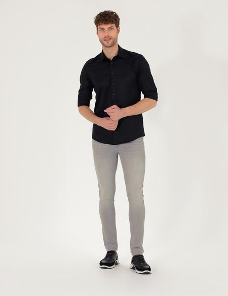 Siyah Slim Fit Uzun Kollu Gömlek - 50269388006