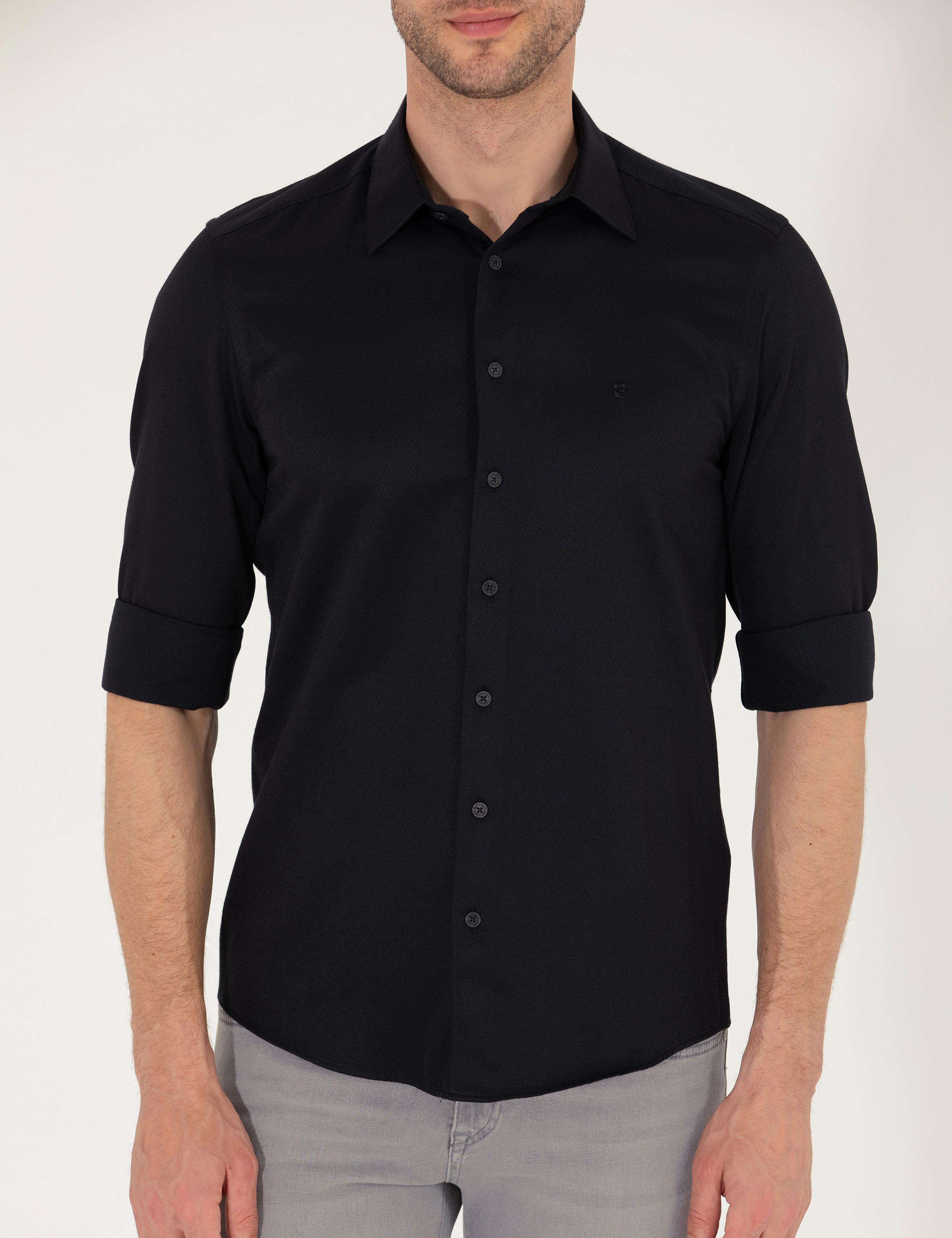 Siyah Slim Fit Uzun Kollu Gömlek